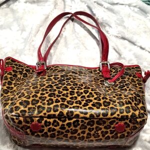 Brighton Coated Canvas Bag, EUC, Handles are great, clean, corner wear pictured